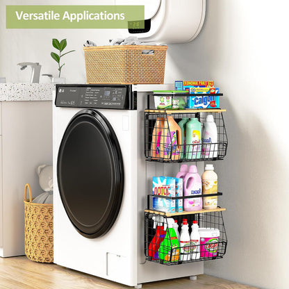 2 Pack Magnetic Shelf for Fridge, Fruit Potato Onion Storage Bins | Magnetic Basket with Lid, Side of Fridge Storage, Produce Basket for Fruits Vegetables Spices, Kitchen Pantry Organizer