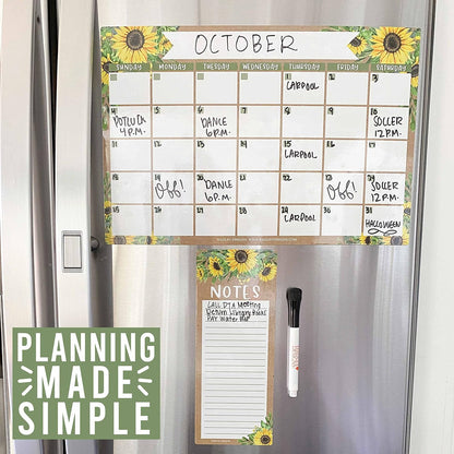 Hadley Designs Magnetic Calendar for Refrigerator - Kraft White Magnetic Dry Erase Calendar, Dry Erase Calendars for Wall, Magnet Fridge Calendars, Notepad for Fridge with Magnet