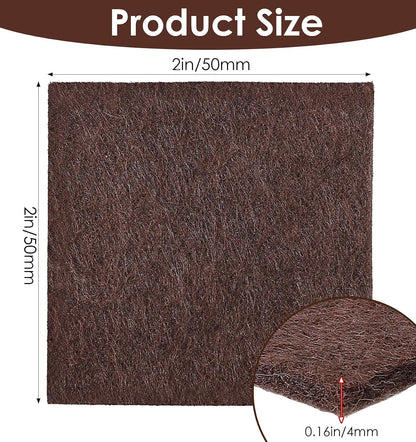 12PCS Furniture Felt Pads, 2 Inch Square Furniture Pads for Hardwood Floors | Self Adhesive, Cuttable Chair Leg Floor Protectors, 50mm Brown Felt Furniture Pads