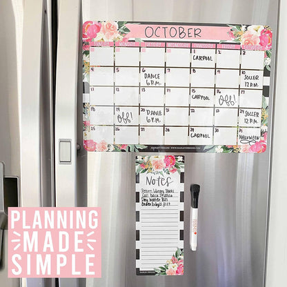 Hadley Designs Magnetic Calendar for Refrigerator - Kraft White Magnetic Dry Erase Calendar, Dry Erase Calendars for Wall, Magnet Fridge Calendars, Notepad for Fridge with Magnet