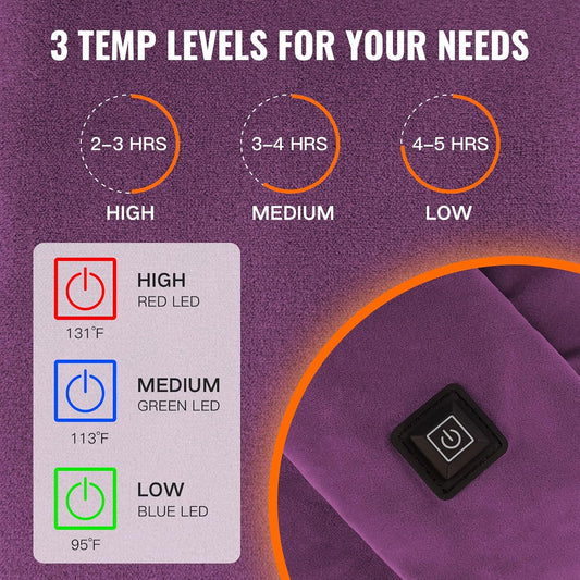 Girasol Heated Neck Wrap Heated Scarf for Neck Pain Relief, Neck Heating Pad with 5000mAh Power Bank, Cordless Thermal Neck Brace Electric Heated Neck Warmer with 3 Heating Levels (Purple)
