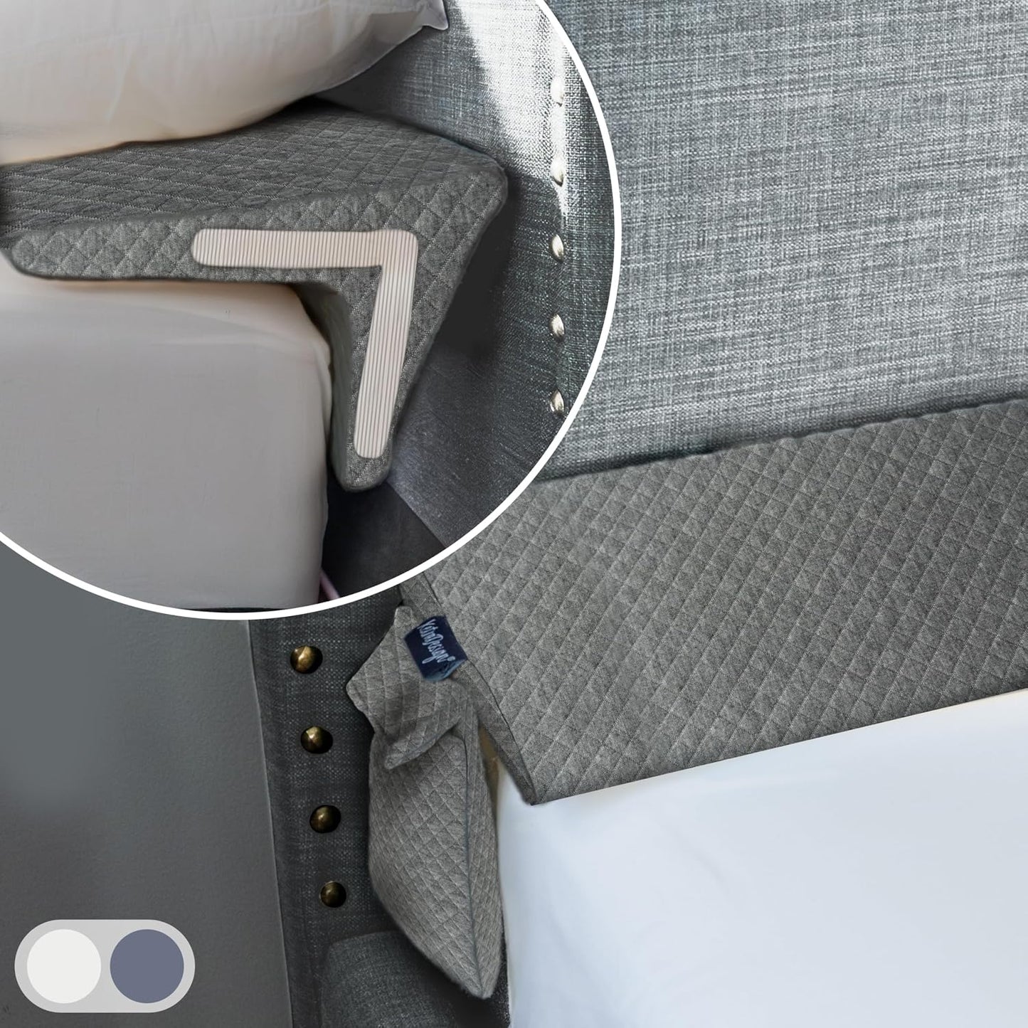 XetraDesign Bed Wedge Pillow for Headboard Gap Up to 7", Triangle Gap Filler for Bed, Mattress Wedge Gap Filler, Headboard Space Filler, Corner Pillow, White Queen 60"