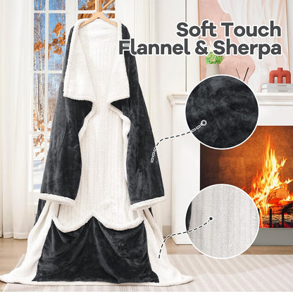MAXEVE Heated Wearable Blanket with Foot Pocket & Sleeves Electric Snuggle