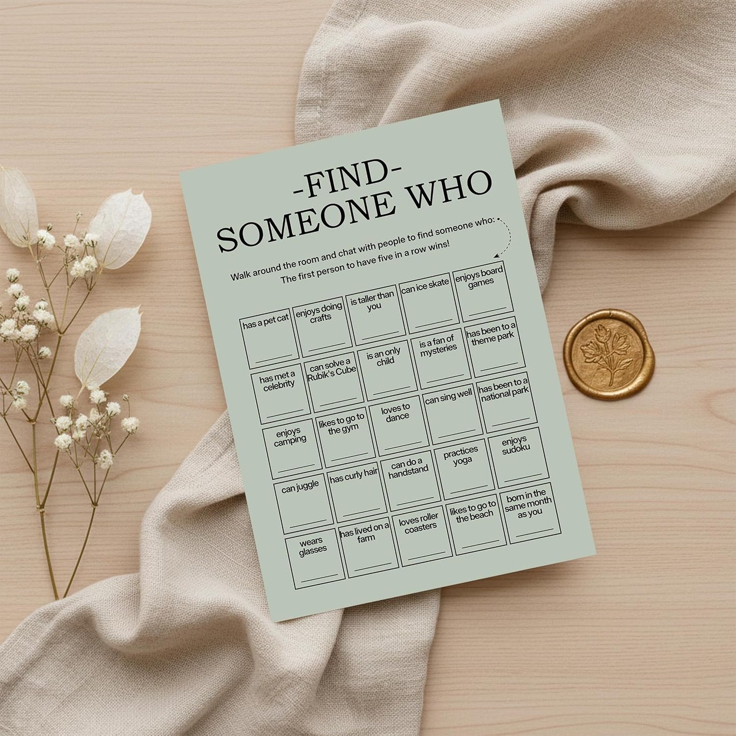 Find Someone Who Bingo Cards, 25 Unique Sheets, Team Building Games for Work, Icebreaker Fun, Engaging Office Games, Team Building Activity for Employees and Groups - Brown