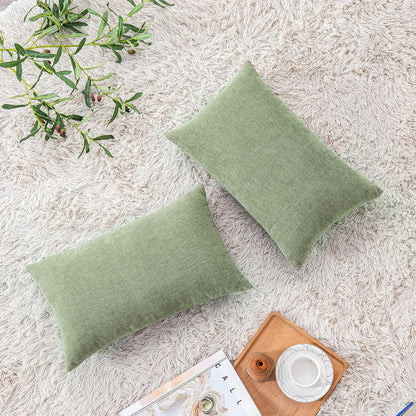 GAWAMAY Lumbar Support Pillow Decorative Rectangle Throw Pillow Covers 12"x20" Inch Set of 2, Soft Chenille Fall Pillowcase for Living Room Bedroom Sofa Couch Cushion Cover Grey 30x50cm (No Insert)