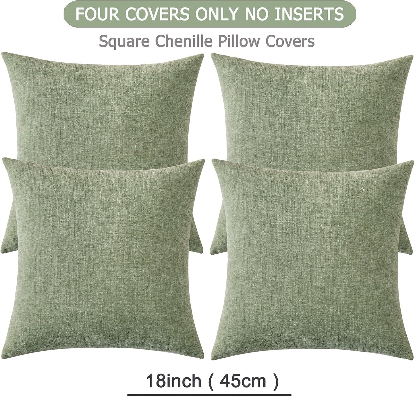 GAWAMAY Lumbar Support Pillow Decorative Rectangle Throw Pillow Covers 12"x20" Inch Set of 2, Soft Chenille Fall Pillowcase for Living Room Bedroom Sofa Couch Cushion Cover Grey 30x50cm (No Insert)