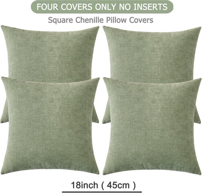 GAWAMAY Lumbar Support Pillow Decorative Rectangle Throw Pillow Covers 12"x20" Inch Set of 2, Soft Chenille Fall Pillowcase for Living Room Bedroom Sofa Couch Cushion Cover Grey 30x50cm (No Insert)