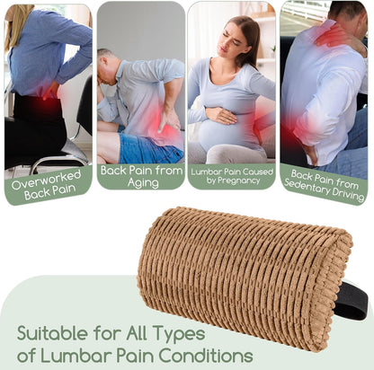 Lumbar Support Pillow for Recliner Chair/Office Chair/Couch, Memory Foam Back Support Cushion with Adjustable Strap, Recliner Cushions for Lower Back Pain Relief, Sleeping, Washable Cover, Beige