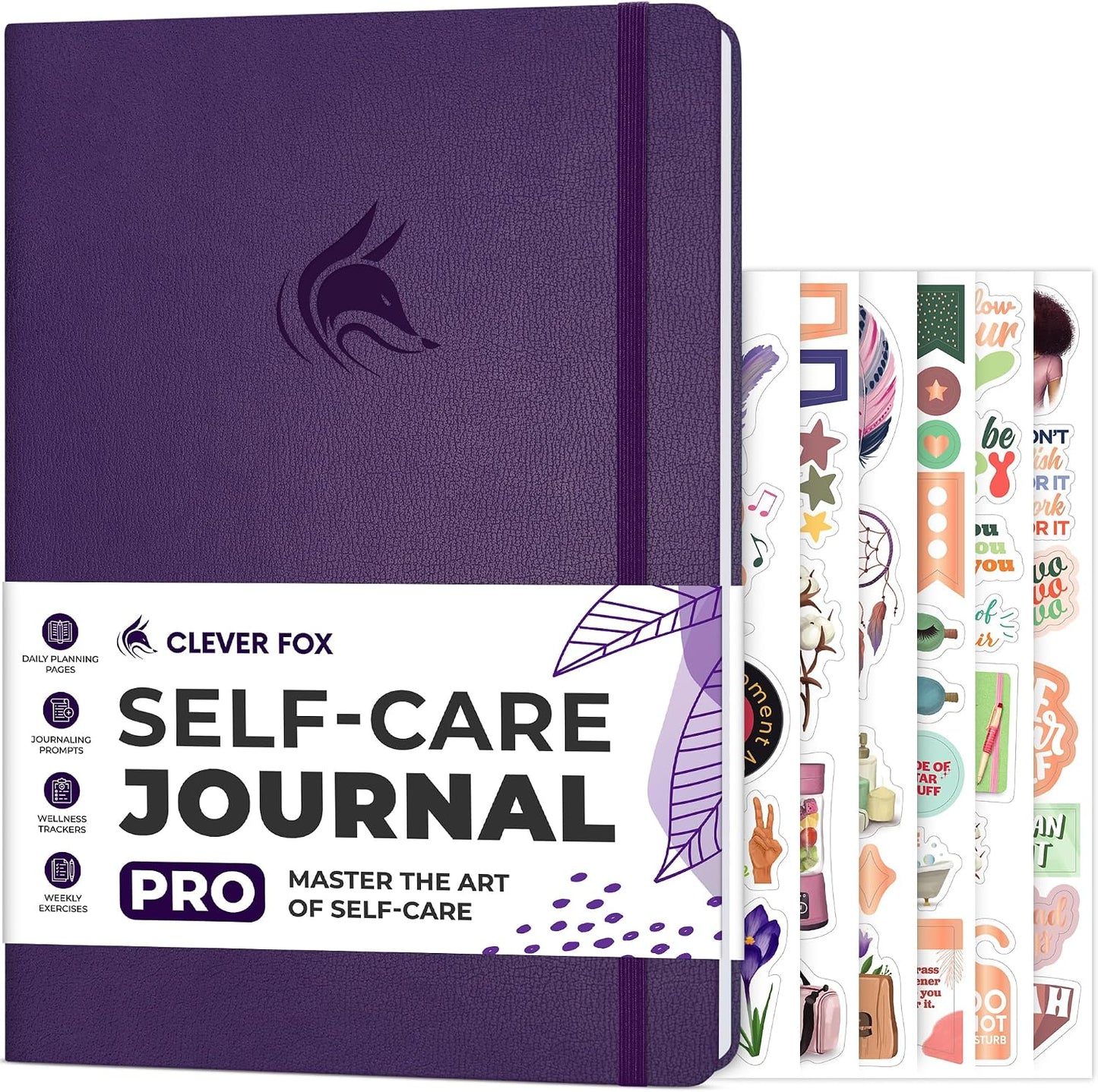 Clever Fox Self-Care Journal PRO for Women, Mental Health, Seashell | Guided daily life reflection, wellness, gratitude, and mood prompts, habit tracker, 7x10 in, eco leather hardcover