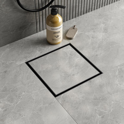 Neodrain 4" Brushed Square Shower Drain with Removable Tile Insert Grate | 304 Stainless Steel Tile Square Drain, Hidden Drain,Easy to Clean, Waterproof & Sturdy Shower Drain, CUPC Certified