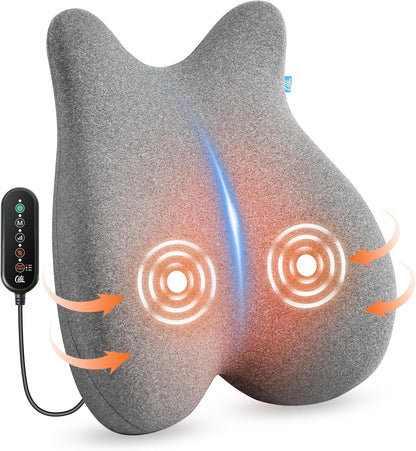 CILI Heated Lumbar Support Pillow for Office Chair, Ergonomic Back Support Cushion with Vibration, Memory Foam Chair Back Massager,Gifts for Mom Dad