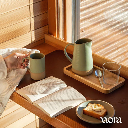 Mora Ceramics Tea Cup with Loose Leaf Infuser, Spoon and Lid, 12 oz, Microwave and Dishwasher Safe Coffee Mug - Rustic Matte Ceramic Glaze, Modern Herbal Tea Strainer - Great Gift for Women, Garnet