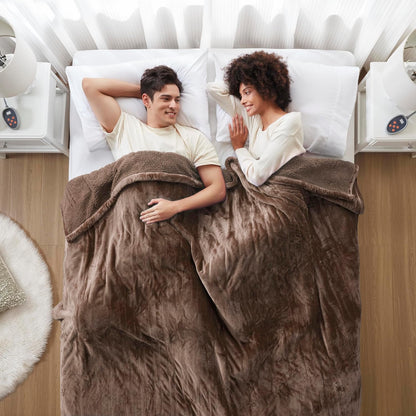 Beautyrest Reversible Heated Throw - Plush Sherpa Heating Blanket, Grey