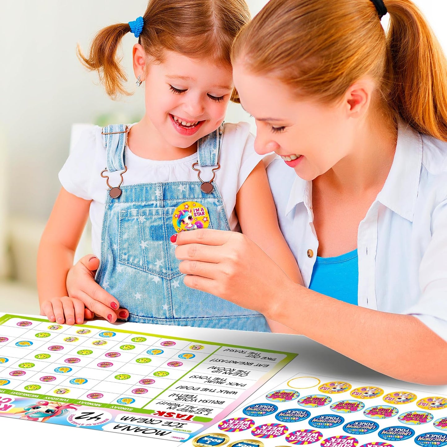 Behavior Reward Chart System - Pad with 26 Chore Charts for Kids, 2800 Stickers to Motivate Responsibility & Good Habits