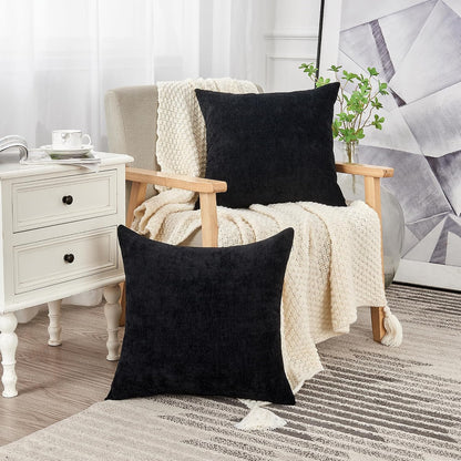 GAWAMAY Lumbar Support Pillow Decorative Rectangle Throw Pillow Covers 12"x20" Inch Set of 2, Soft Chenille Fall Pillowcase for Living Room Bedroom Sofa Couch Cushion Cover Grey 30x50cm (No Insert)