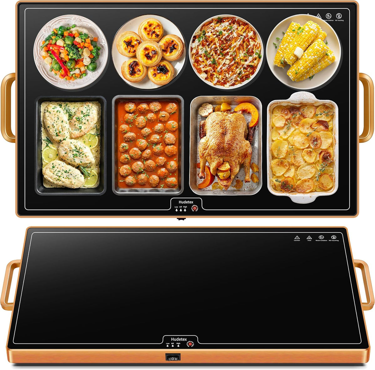 Warming Mat for Food,Extra Long 40"x12",Tempered Glass Warming Tray, Black
