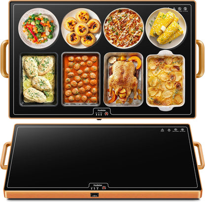 Warming Mat for Food,Extra Long 40"x12",Tempered Glass Warming Tray, Black