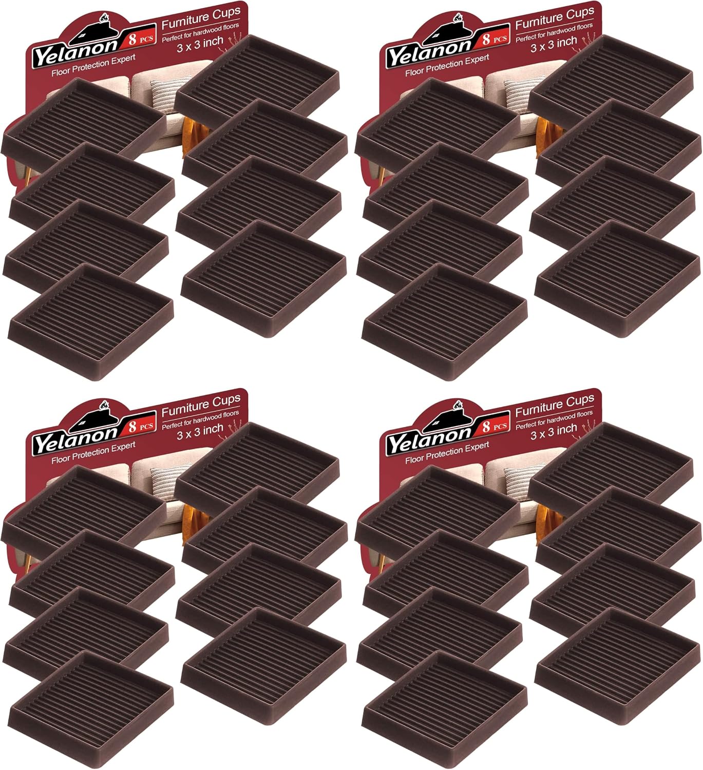 Non Slip Furniture Pads for Hardwood Floors -8 Pcs 3” Furniture Coasters Cups, Anti Skid Furniture Grippers Rubber Feet, Floor Protectors for Furniture Bed Couch Stoppers