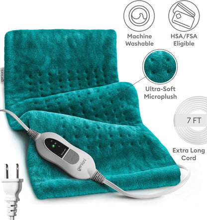GENIANI Back Pain & Relaxation Gifts for Women – Electric Heating Pad for Back, Neck & Shoulders, Soft Microplush Electric Throw Heating Pad for Period Comfort, Fast Heating, Auto Shut Off, 12"x24"