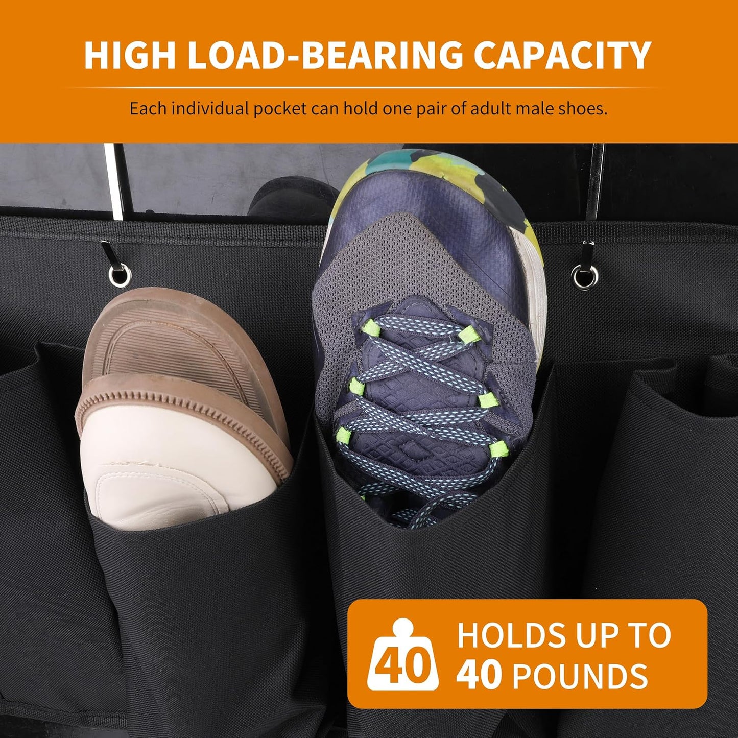 RVZONE RV Shoe Pockets 6 Large Pockets Heavy Hanging Bedside Storage Organizer with Sturdy Hooks for Shoes, Toys and Tools