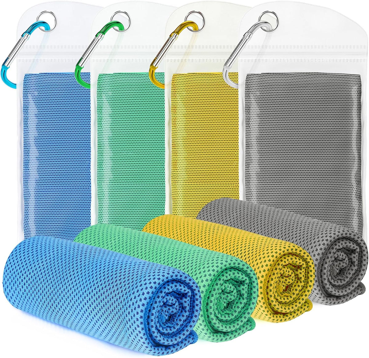 4 Pack Cooling Towels (40"x12") for Neck and Face