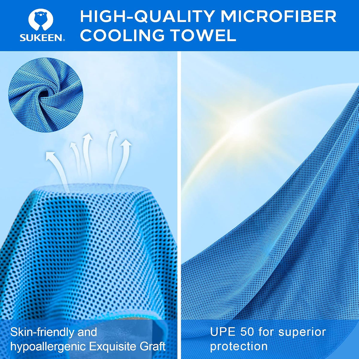 Sukeen 4 Pack Cooling Towels (40"x 12"), Cooling Neck Wraps, Soft Ice Towel