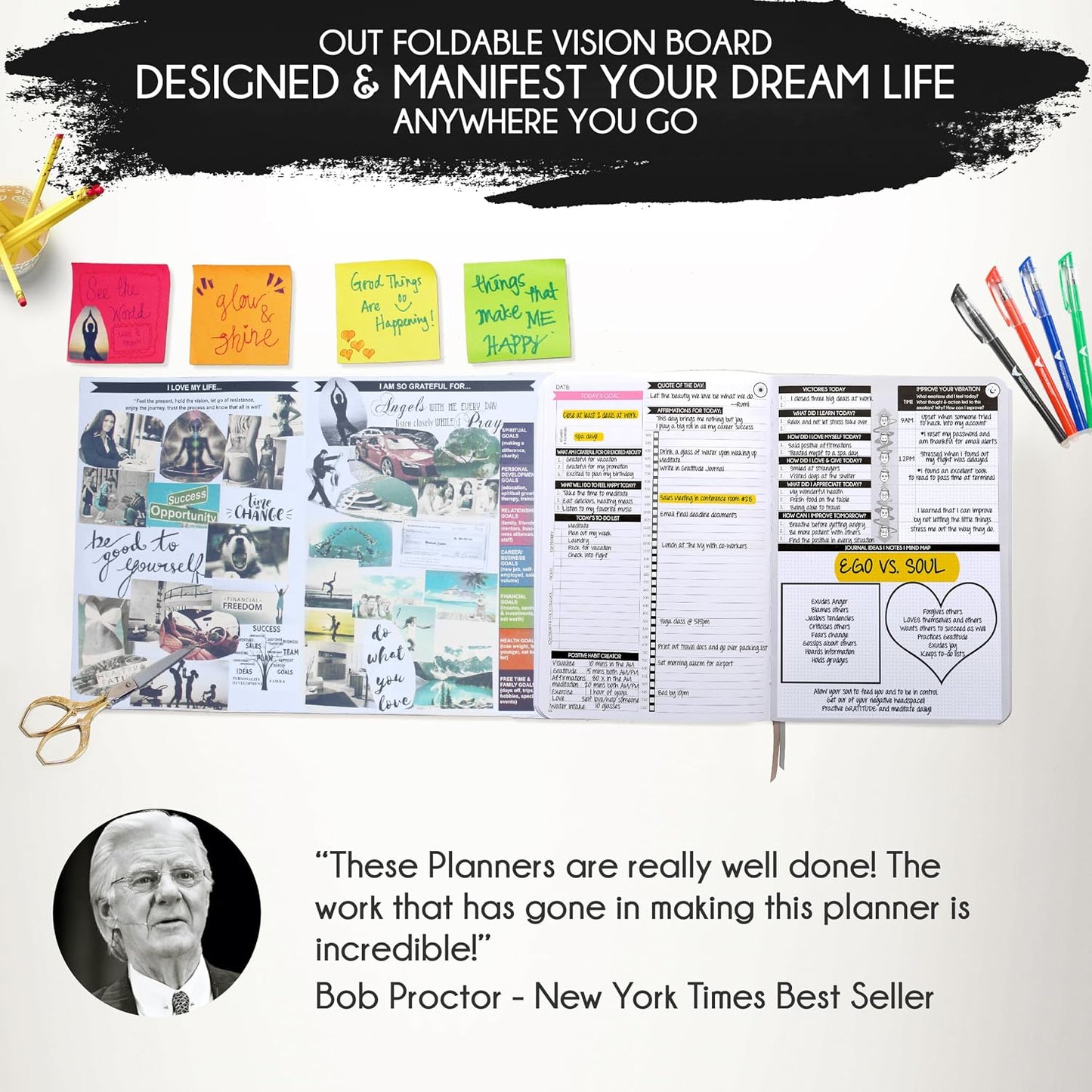 Freedom Mastery Daily Journal of Gratitude, Productivity & Habit Tracker | Undated 90-Day Planner with Daily Reflection, Mindfulness, Positivity, Vision Board & Stickers, Gratitude Journal for Women
