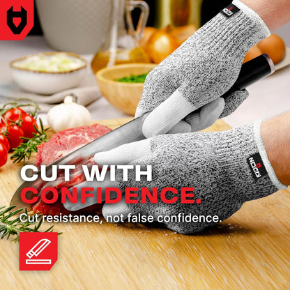NoCry Premium Cut Resistant Gloves Food Grade — 100% Food Safe — Level 5 Meat Cutting Glove for Chefs & Butchers — Perfect Mandoline Glove or Oyster Shucking Gloves with Superior Comfort & Dexterity