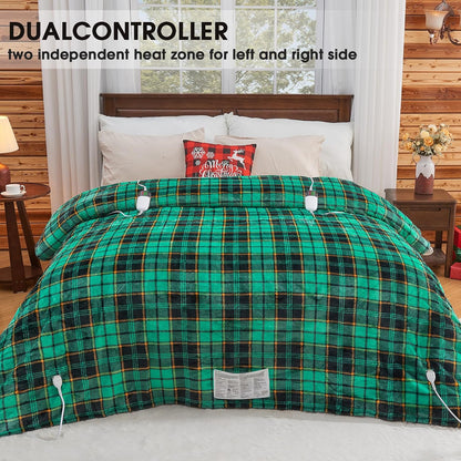 Heated Blanket Electric Throw 50X60 Heating Blanket with 10 Heating Levels 8 Hours Auto Off, Blue Plaid Sherpa Blankets Winter Warmer, Home Decor for Couch Bed Office,Gifts for Mom, Women,Washable