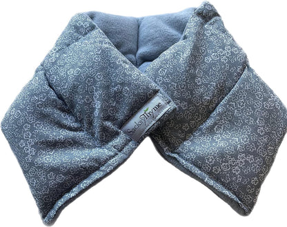 SacksyThyme Microwaveable Heating Pad - Microwave Neck and Shoulder Wrap for Moist Hot Therapy - Hot & Cold Compress for Relaxation & Stress Relief - Flaxseed - Made in USA - 22"x6", Grey