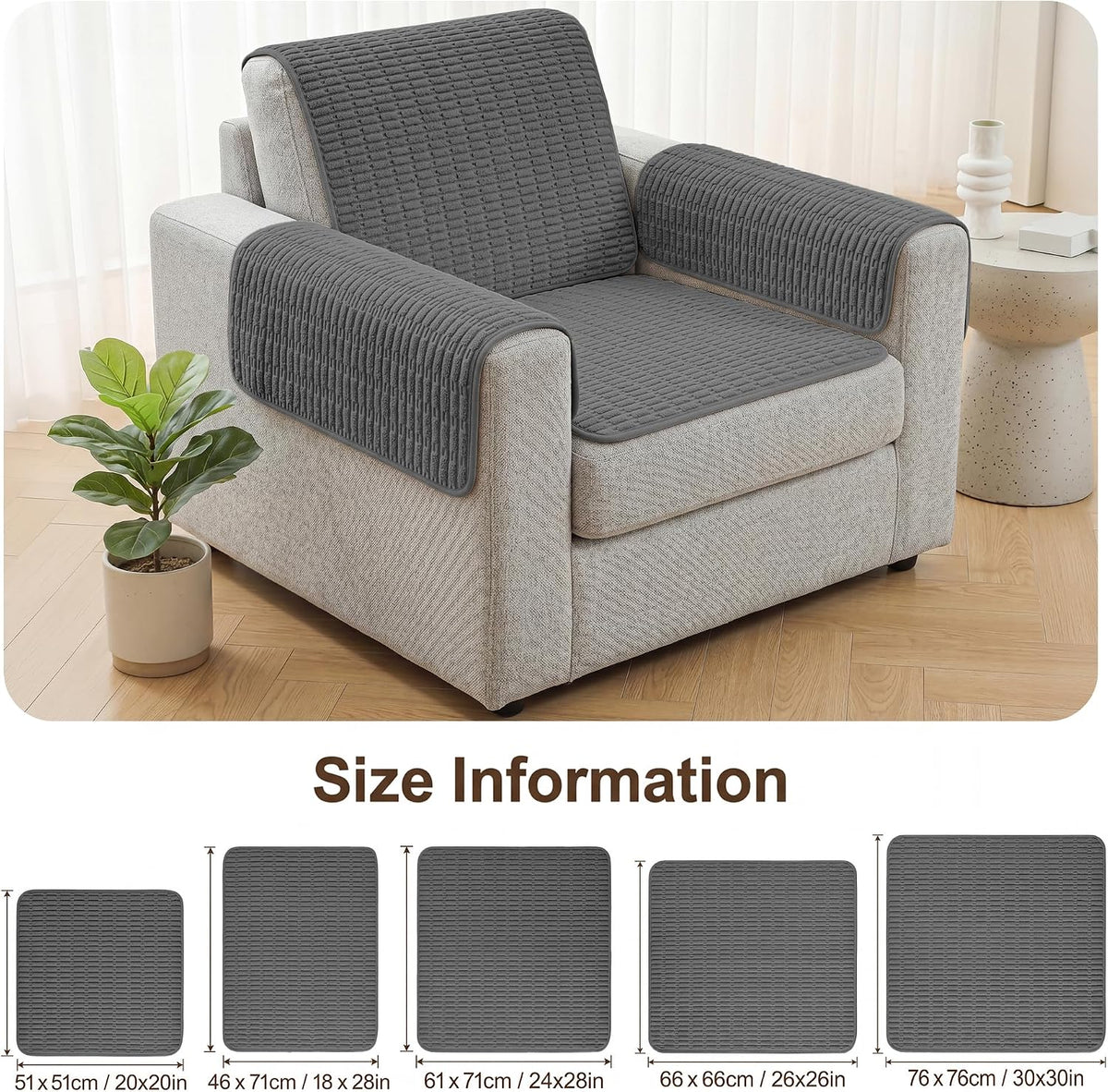 Foxdecor Couch Arm Covers for Sofa Arm Chair Covers Set of 2