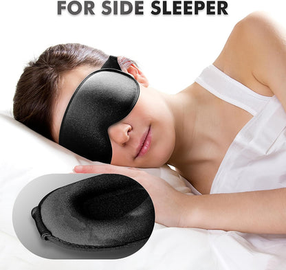 Sleep Eye Mask for Men Women, Lash Extensions 3D Sleeping Mask, Travel Blackout Night Blindfold Eye Shade Cover with Adjustable Strap (Black)