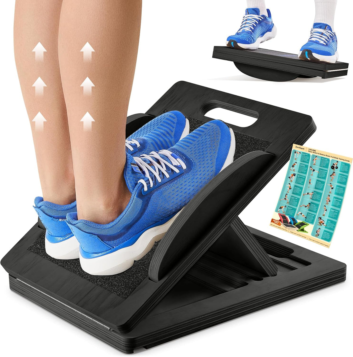 Slant Boards for Exercise, Wooden Slant Board, Calf Stretch Board with 7 Incline Angles, Velour Board, Balance Board & Calf Stretcher, Portable Incline Board for Physical Therapy, Ankle Mobility, Heel & Knees