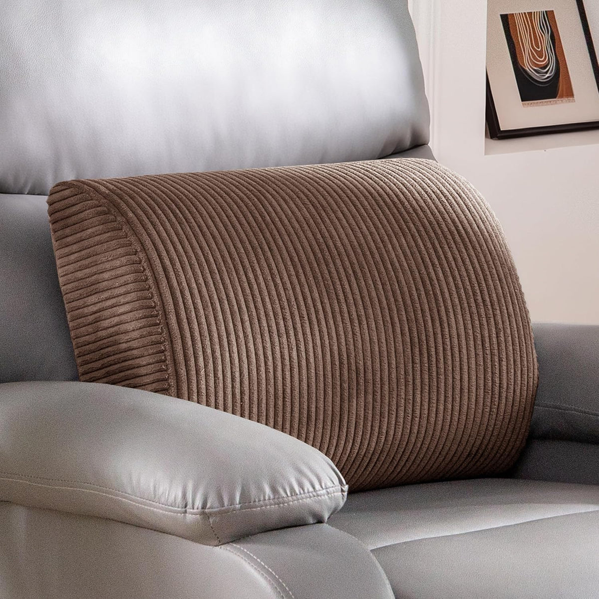 HIGOGOGO Lumbar Support Pillow for Recliner Chair/Accent Chair/Couch, Memory Foam Back Support Cushion for Elderly, Recliner Cushions for Back Rest, Pain Relief, Reading, Washable Cover, Brown