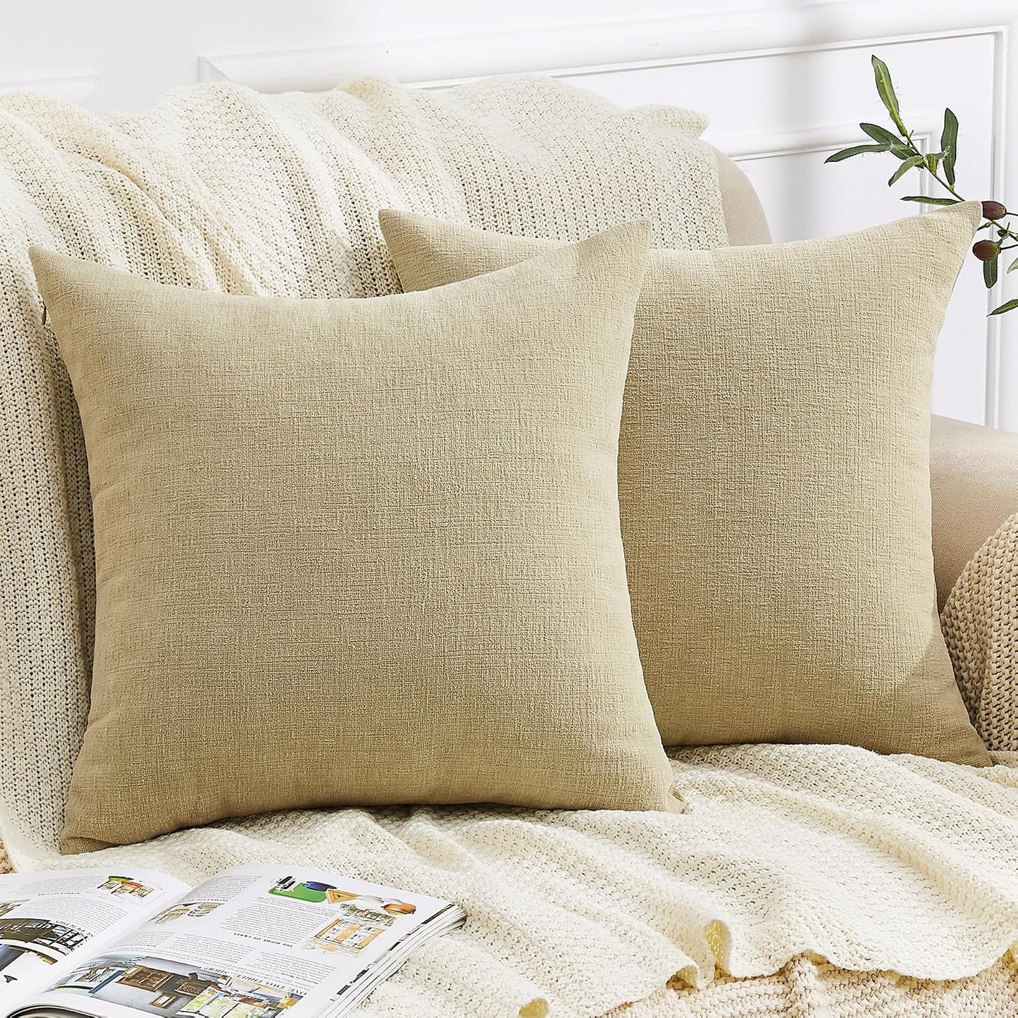 GAWAMAY Lumbar Support Pillow Decorative Rectangle Throw Pillow Covers 12"x20" Inch Set of 2, Soft Chenille Fall Pillowcase for Living Room Bedroom Sofa Couch Cushion Cover Grey 30x50cm (No Insert)