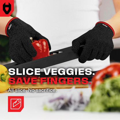 NoCry Premium Cut Resistant Gloves Food Grade — 100% Food Safe — Level 5 Meat Cutting Glove for Chefs & Butchers — Perfect Mandoline Glove or Oyster Shucking Gloves with Superior Comfort & Dexterity