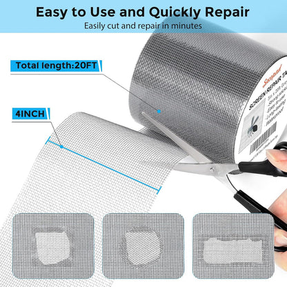 Secopad 2" x 420" (35FT) Screen Repair Tape, Screen Repair Kit, Black | Window Screen Patch, Quick Repair, Strong Adhesive, Easy to Use, For Mesh Window & Door, Cuttable Fiberglass, No Tools Needed