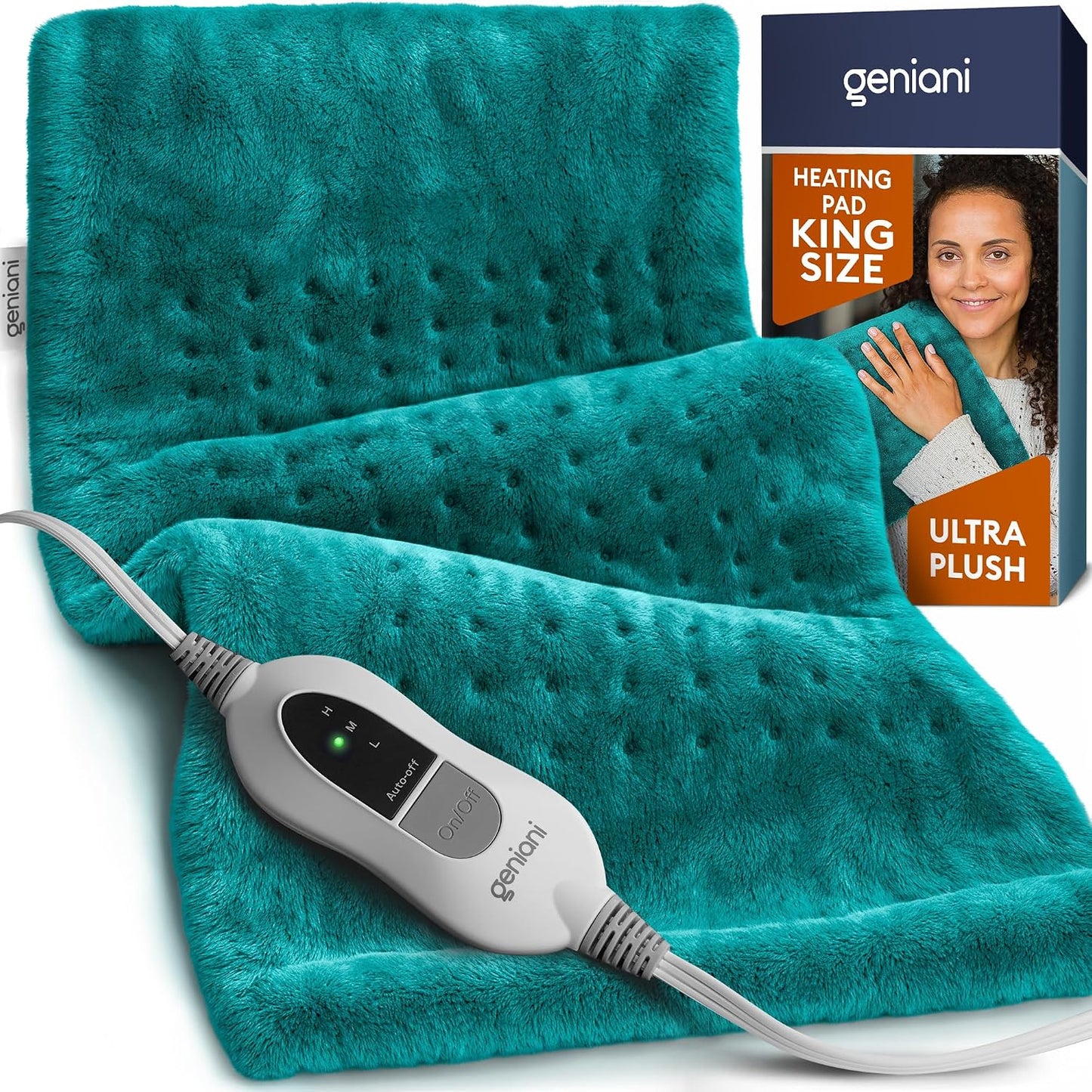 GENIANI Back Pain & Relaxation Gifts for Women – Electric Heating Pad for Back, Neck & Shoulders, Soft Microplush Electric Throw Heating Pad for Period Comfort, Fast Heating, Auto Shut Off, 12"x24"