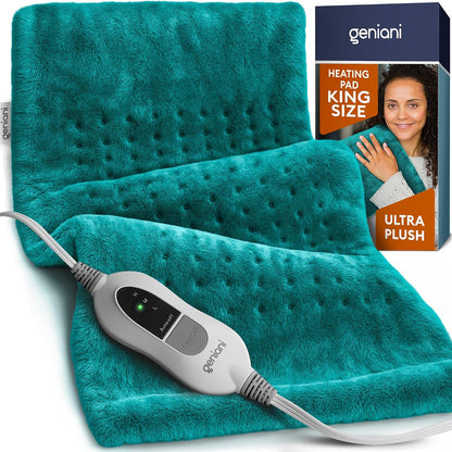 GENIANI Back Pain & Relaxation Gifts for Women – Electric Heating Pad for Back, Neck & Shoulders, Soft Microplush Electric Throw Heating Pad for Period Comfort, Fast Heating, Auto Shut Off, 12"x24"