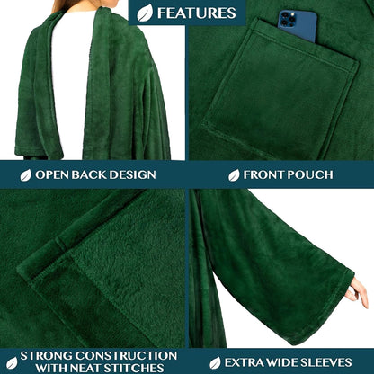 PAVILIA Wearable Blanket with Sleeves for Adult Women Men, Cozy Fleece Warm Wrap Throw with Arms, Gifts for Christmas, Wife