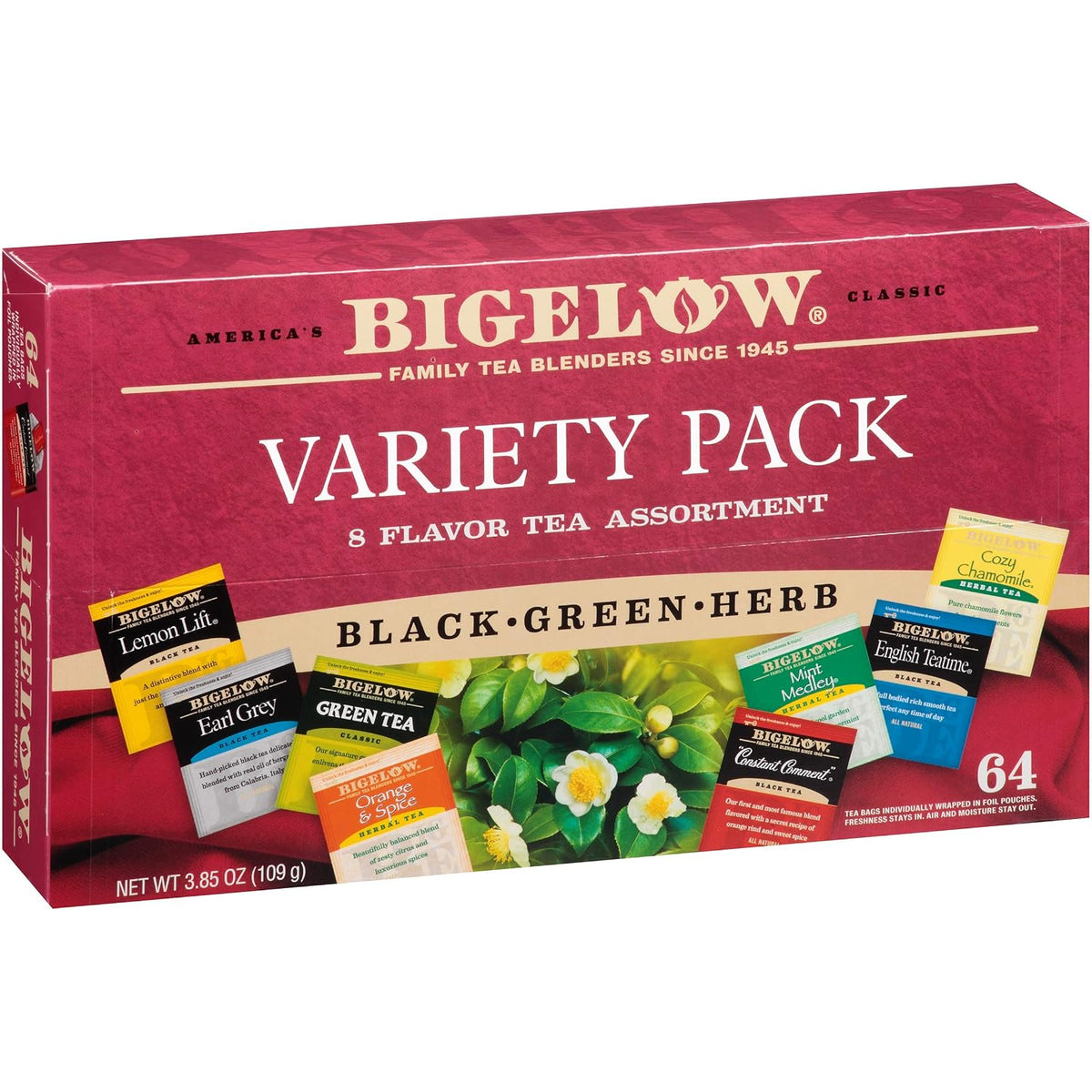 Bigelow Tea, Caffeine Free, 6 Flavor Herbal Tea Variety Pack, Pack of 6