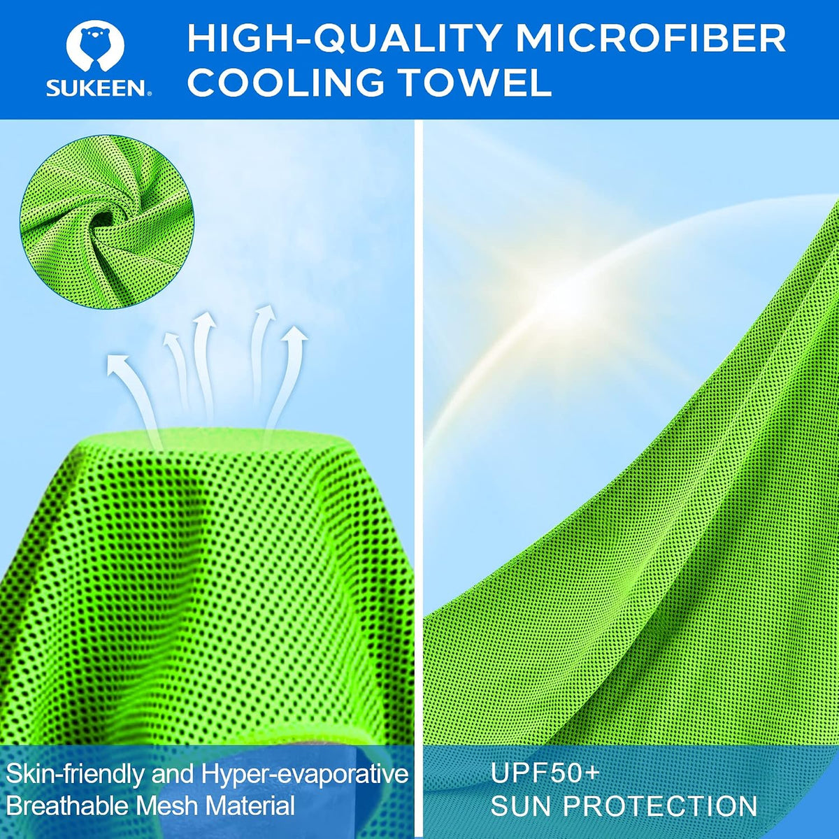 Sukeen 4 Pack Cooling Towels (40"x 12"), Cooling Neck Wraps, Soft Ice Towel