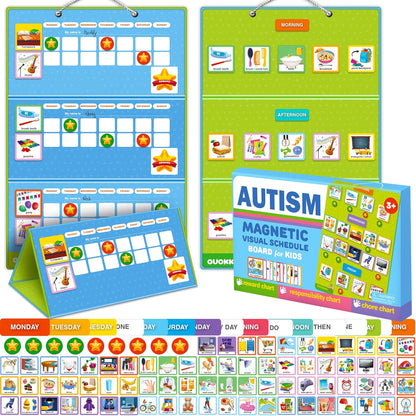 Magnetic Chore Chart for Kids - Reward Behavior Chart for Kids at Home | Dry Erase Morning Routine Schedule Board - Responsibility Star Chart for Toddlers 3-5 - 48 Magnets and 49 Stars