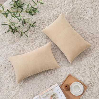 GAWAMAY Lumbar Support Pillow Decorative Rectangle Throw Pillow Covers 12"x20" Inch Set of 2, Soft Chenille Fall Pillowcase for Living Room Bedroom Sofa Couch Cushion Cover Grey 30x50cm (No Insert)