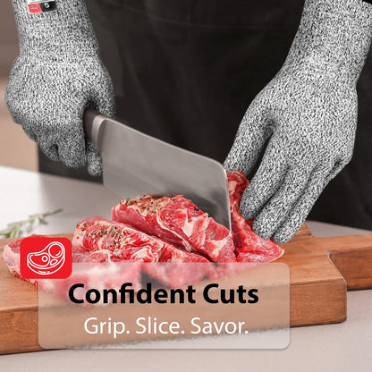 Level 5 Cut Resistant Gloves for Kitchen Food Grade, Machine Washable for Indoor&Outdoor Use