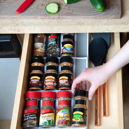 3 Tier Spice Drawer Organizer with Non-Skid Storage Tray for Kitchen