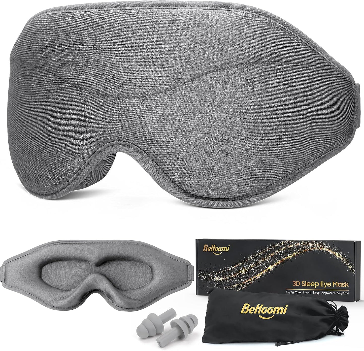 BeHoomi Sleep Mask, Premium Eye Mask for Sleeping, Total Blackout, Super Soft Comfort, Adjustable Fit, Upgraded 3D Ergonomic Designed Sleeping Mask for Home, Office, Travel, Meditation, Yoga, Pink