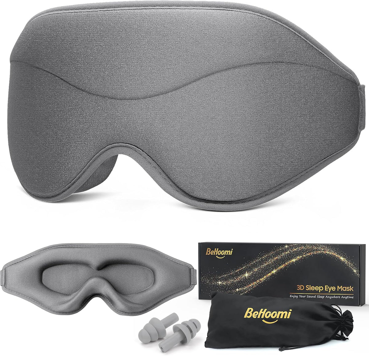 BeHoomi Sleep Mask, Premium Eye Mask for Sleeping, Total Blackout, Super Soft Comfort, Adjustable Fit, Upgraded 3D Ergonomic Designed Sleeping Mask for Home, Office, Travel, Meditation, Yoga, Pink