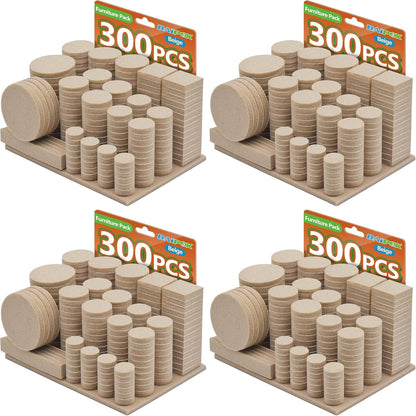 Furniture Pads 300 Pack Furniture Felt Pads for Hardwood Floors, Beige | Huge Quantity Self Adhesive Anti Scratch Floor Protector for Furniture Legs with 60 Cabinet Door Bumpers