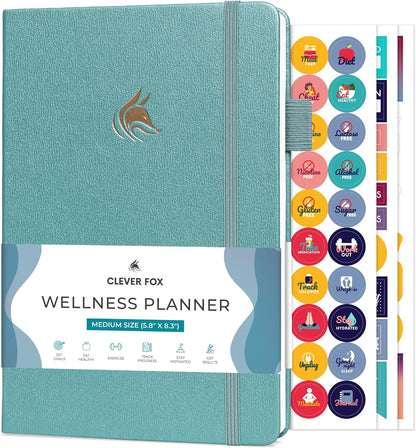 Clever Fox Wellness Planner & Food Journal for Weight Loss, A5 Orange | 5.8"x8.3" nutrition & exercise tracker for women tracking meals, diet & symptom diary, calorie counter notebook, stickers